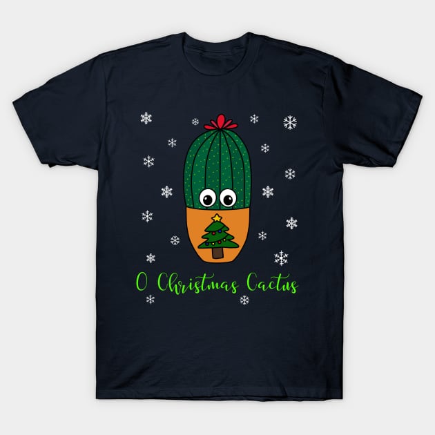 O Christmas Cactus - Cactus In Christmas Tree Pot T-Shirt by DreamCactus